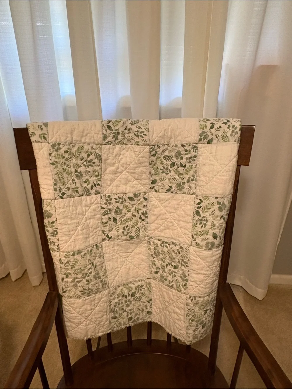 NEW Handmade Cotton Patchwork Baby Rag Quilt - Greens, Blues, Pinks & Whites
